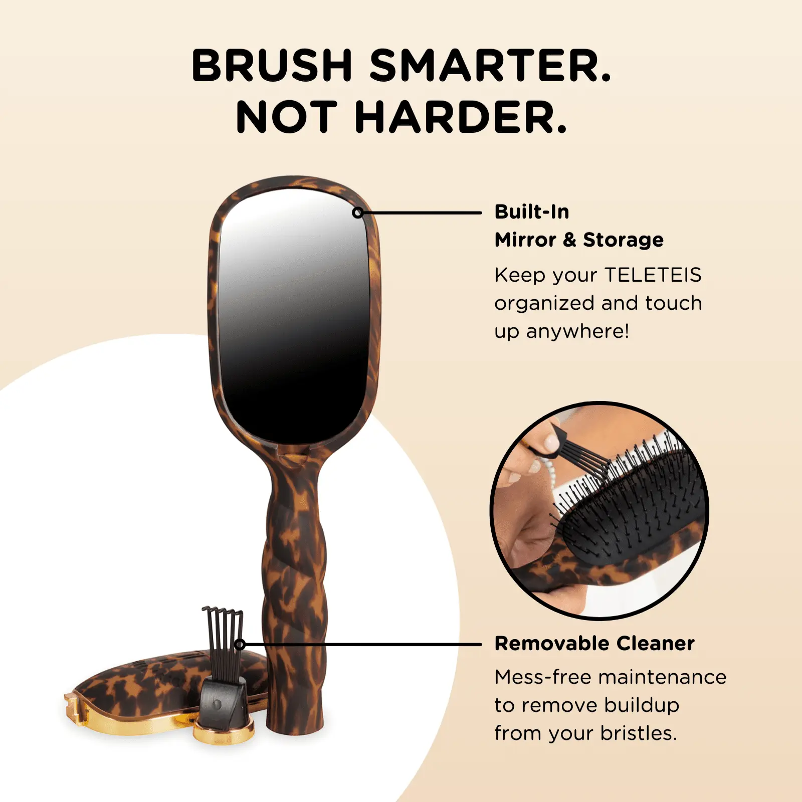 TELETIES - Detangler Hair Brush for Fine Hair – Tortoise