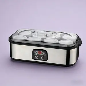 Homemade Probiotic Yogurt Maker with 8 Glass Jars Temp & Time Adjustable for Easy DIY Yogurt Making