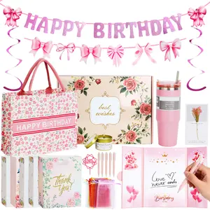 Birthday Party Gifts Set, 31pcs Happy Birthday Gifts for Women, Girl, Daughter and Sister, Funny Birthday Party Decors, Unique Party Basket for Birthdays, Anniversary, Valentine's & Graduation Gift