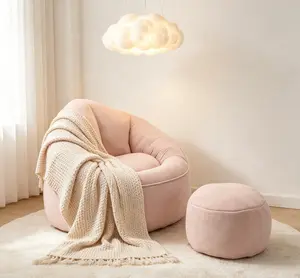 Adult Foam Bean Bag Sofa Chair - High-Pressure Padded Foam, Compressed Design, Included Footrest
