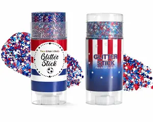 2PCS/4PCS 4th of July Glitter Stick Set, Patriotic Red White Blue Body Glitter Gel for Face Hair & Makeup, Long Lasting Shimmer Sparkle Stick, Easy Apply Festival Cosmetic for Independence Day Party Concert Cheer Look summerwins