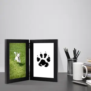 Pet Paw Print Kit for Dogs & Cats, Non-Toxic Ink Pad & Memorial Photo Frame, No-Mess Paw Impression Keepsake Set for Pet Memory
