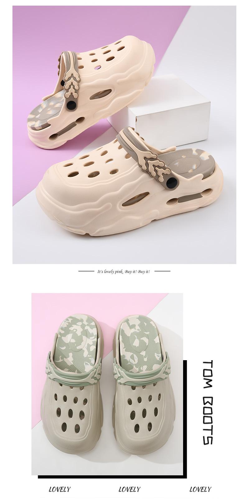 Couples’ clogs — men’s colorblock hollow-out design clogs; casual, comfortable, breathable, non-slip clogs; fashionable slippers for indoor and outdoor wear; breathable, lightweight clogs