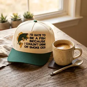 Fishing Gag Hat – “I’d Hate to Be a Fish” Embroidered Dad Cap, Funny Fisherman Gift, Outdoor Humor Hat