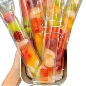100 PCS Food-Grade Disposable Ice Popsicle Bags, Homemade Ice Cream & Fruit Jelly Freezer Bags, Long Strip Popsicle Pouches