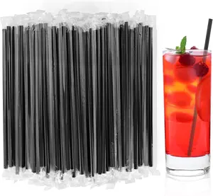 Food Grade Black Boba Straws, disposable Thick PET Straws for Cold Drinks, Individually Wrapped Large Straws for Bubble Tea Coffee – For Café Restaurant Home Use Gift