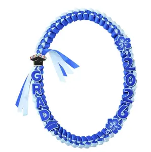 Kindergarten Graduation Leis Class of 2026 Ribbon Necklace for Preschool Pre-K Graduates, Cute Double Braided Money Lei Photo Props Favors for Graduation Ceremony Party Celebration Grad Gifts Teachers Parents Mom Prep for Daughter Son Boys Girls Students