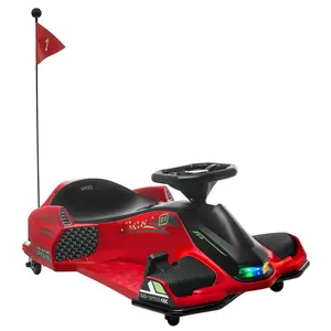 12V Electric Go Kart Drifting Car, 5 MPH Battery-Powered Ride-On Toy with Slow Start, Music and Colorful Lights, for 8-12 Years Old, Red
