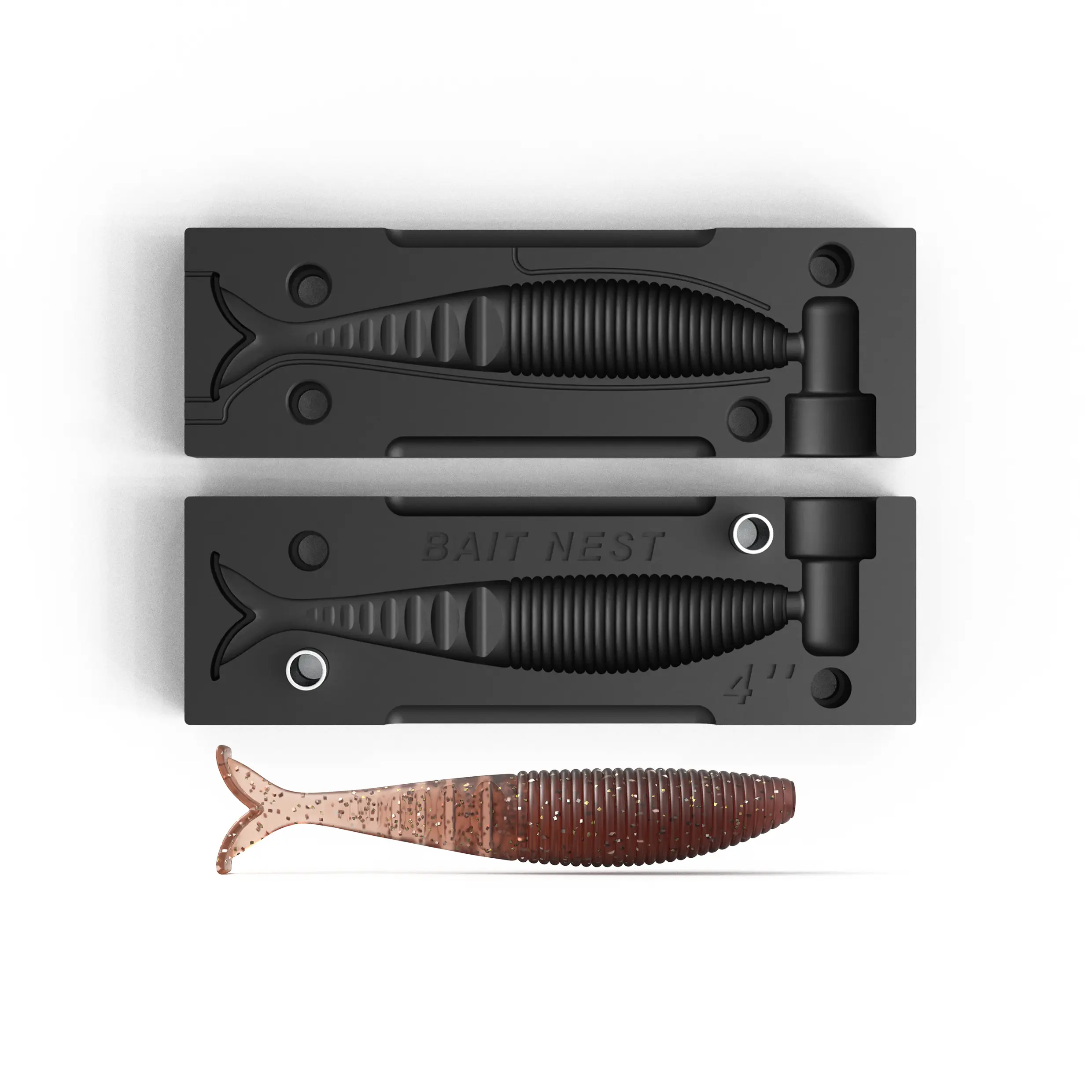 Soft Plastic Lure Mold - High Temp Resistant, CNC Machined, Release Agent Free | Swimbait Injection Molding Kit for Custom Fishing Bait Making
