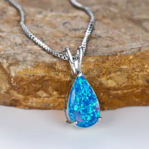 Teardrop Blue Opal Pendant Necklace for Women perfect family gift girlfriend gift wife gift friendship day Fashionable Collarbone Chain elegant charm personality trend teen girl gift trendy stuff