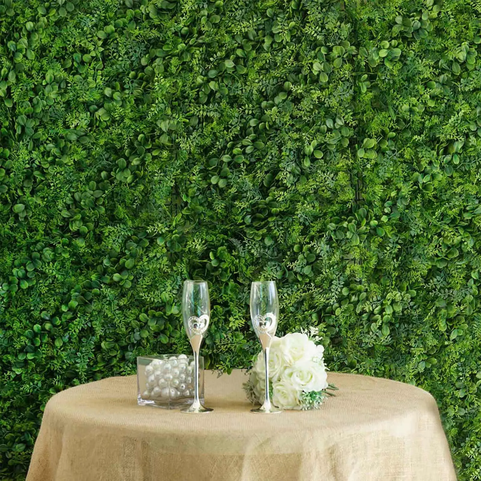 Pack of 4-Panel Artificial Boxwood Mix Decorative Fences with Locust & Cypress, 11 Sq Ft Green Hedge Garden Wall Backdrop Mat, Easy to Install for Fence Accents, Vertical Gardens, Paths, Pack Of 4 Panels