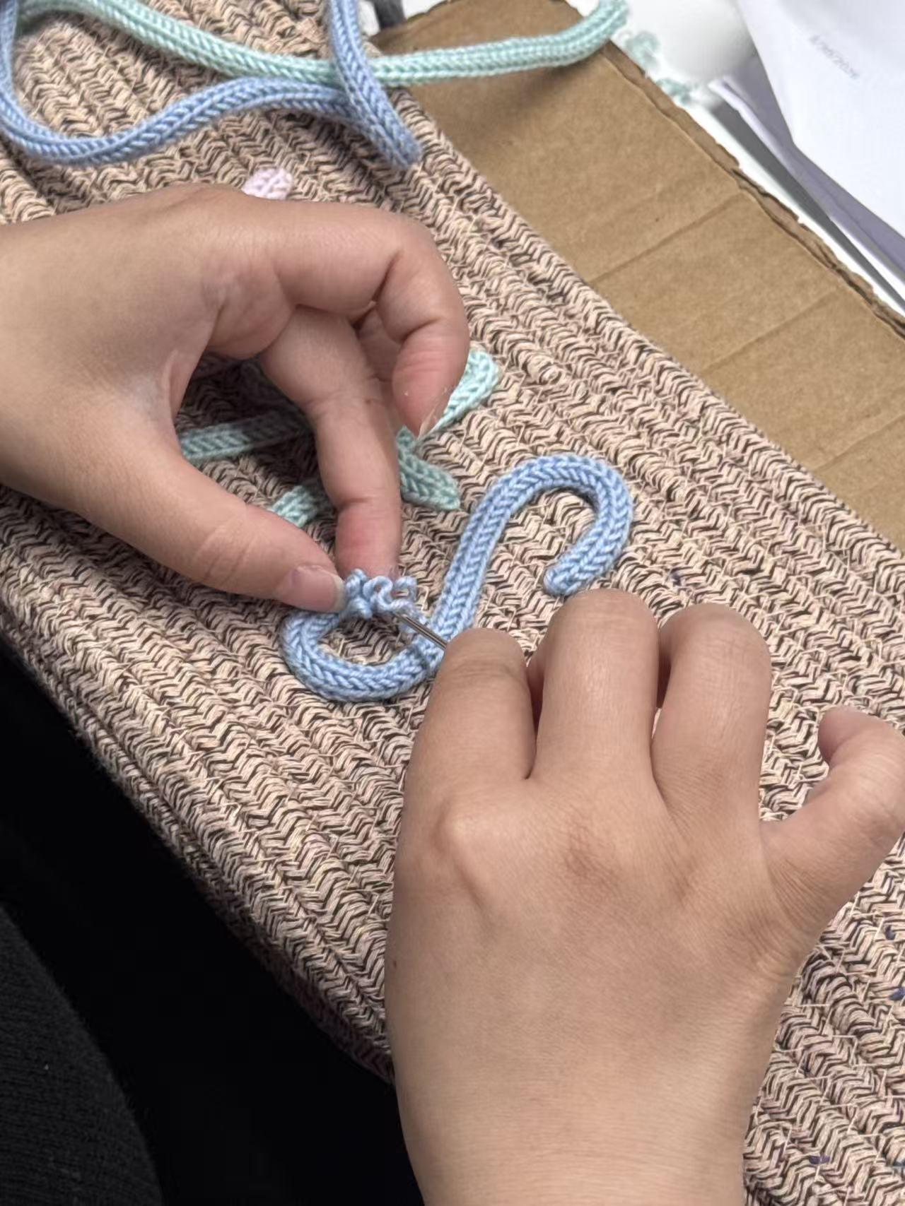 Personalized Handmade Basket for Baby Shower Gift Toy Organizer I-Cord Knitting Craft Customizable Name Design