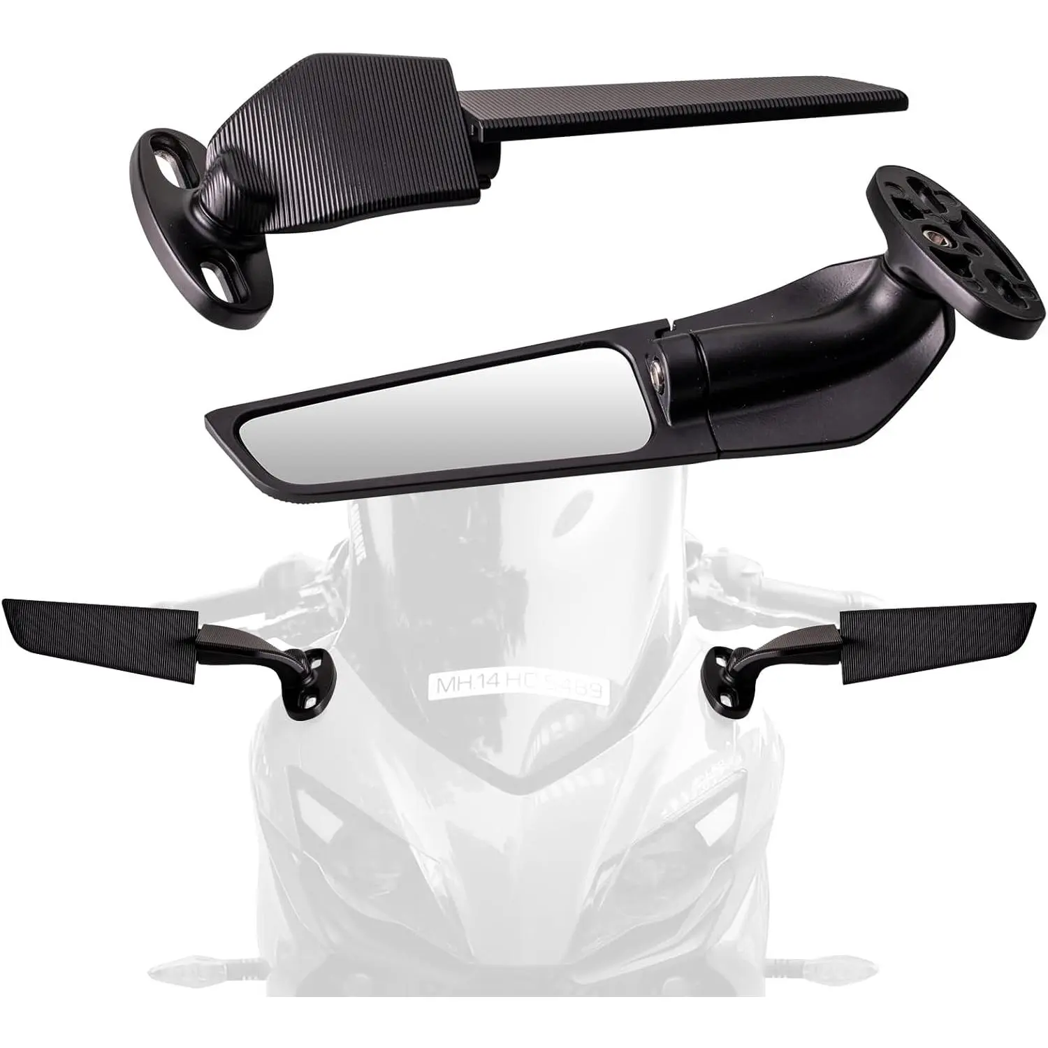 Racing Motorcycle Rear View Mirrors, 360 °   Rotating Stealth Mirrors Compatible with Honda CBR300R CBR500R CBR600RR CBR1000RR, Kawasaki Ninja 300 400 650, Suzuki GSXR 600 750, Yamaha, Ducati
