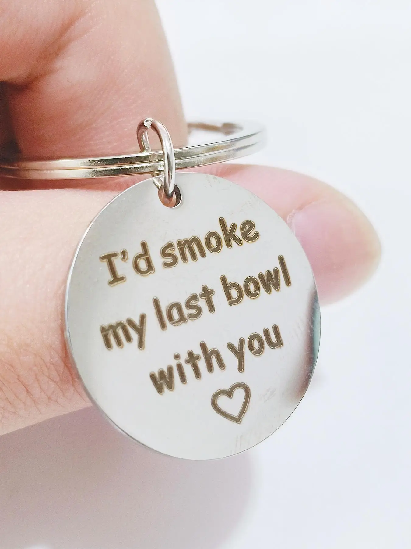 Heart & Letter Pattern Slogan Metal Keychain, Square Shaped Stainless Steel Keychain, Fashion Accessories for Men & Women, Creative Holiday Gifts for