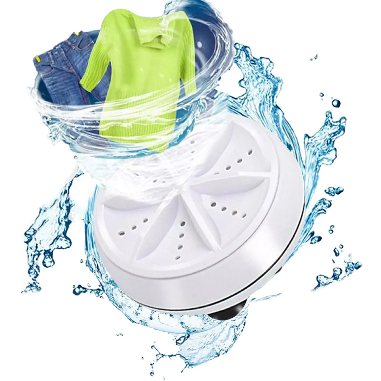 Portable Mini Washing Machine Ultrasonic Turbo Washer with Travel Home Business Camping College House Apartment Cleaning