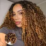 [3 In 1 Half Wig] Burmese Curly Highlight 4/27 Color Wear Go Half Wig With Elastic Drawstring 250% Density Flip Over Wig Human Hair #TikTokShopFallDealsForYou