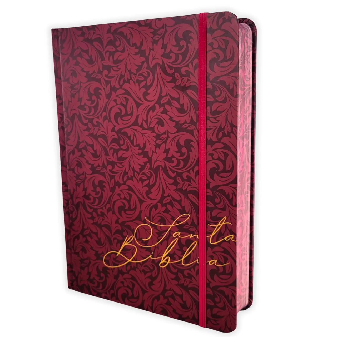 Biblia de Apuntes con Margen Amplio RV1960 Hard Cover Tapa Dura Vino Tinto con Canto Rojo Floral para Notas y Reflexiones