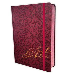 Biblia de Apuntes con Margen Amplio RV1960 Hard Cover Tapa Dura Vino Tinto con Canto Rojo Floral para Notas y Reflexiones