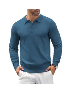 COOFANDY Fall Outfits B Mens Stretch Knit Quarter Button Polo Shirt Casual Long Sleeve Classic Golf Shirts Machine Washable US Size