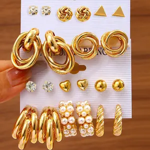 Earrings set for women, fashionable hypoallergenic hoop earrings for women's anniversary, birthday gifts