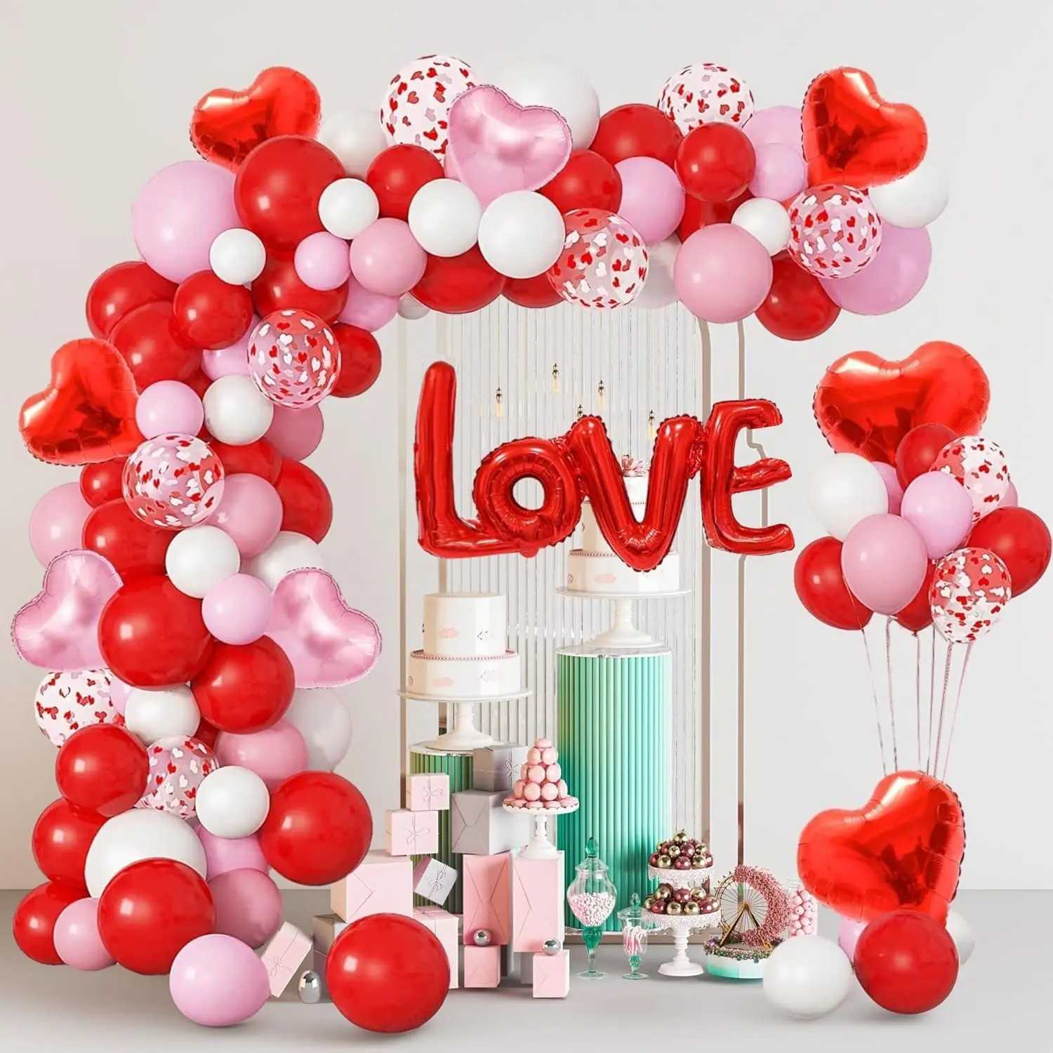 263Pcs Valentine's Day Balloon Arch Kit with Design - Galentine's Love Balloon Garland for Party, Wedding Decorations