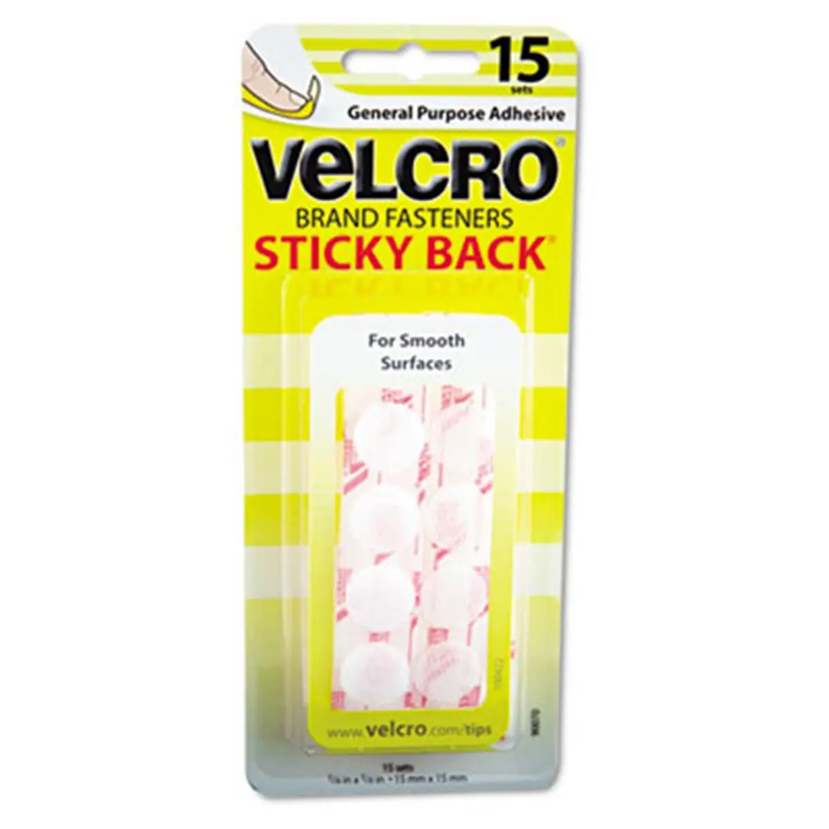 Fabric Hook and Eye 90069 Sticky-Back Hook & Loop Dot Fasteners on Strips 5/8 dia Black 15 Sets Pack