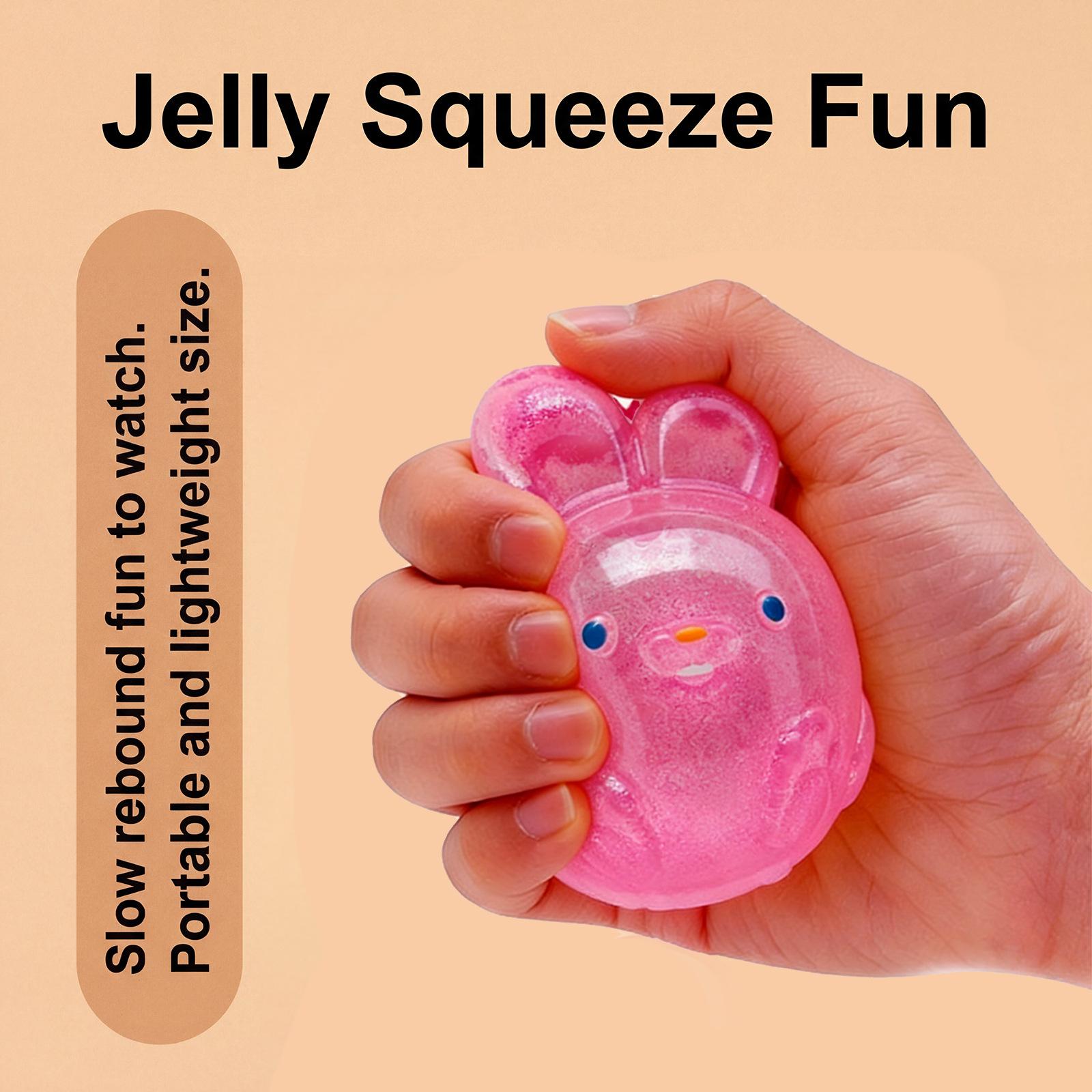 Bunny squishy toys, glitter sensory squeeze stress relief toys for kids and adults, soft Easter basket fillers, cute rabbit fidget toys for boys and girls, toddler party favors, stocking stuffers, goodie bag fillers, classroom prizes