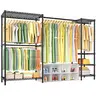 Ulif E10 Hangable Clothes Rack - Sturdy Carbon Steel Rust-Resist Coat Organizer, Freestanding, Stretchable Rod, Adjustable Storage Organization, Portable, Split-to-2 Racks, Shelves,Home Makeover & Familyfun,  73-97"W x15"D x72"H, 800 lbs Max Load, Black f