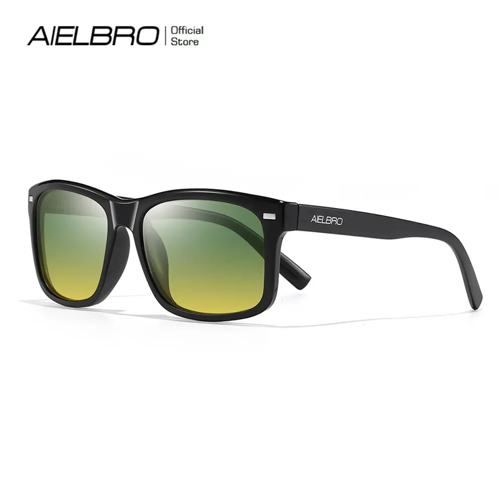 AIELBRO Polarized Men's Sunglasses, Casual Outdoor Plastic Tac PC Frames, Day-Night Vision UV400 Protection Anti-Glare Safety Driving Glasses for Men, Casual Outdoor Sunglasses, Increase Visual Brightness