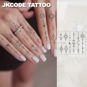 Waterproof Design Semi-permanent Tattoos, Hands, Ramadan Temporary Tattoos, Lotus, Feather, Sun, Moon, Snowflake, Star, Minimal Tattoo, Waterproof, Realistic Fake Tattoos, Botanical, Face Tattoos, Magic Tattoos, Lasts 1-2 Weeks, Tattoos For Women