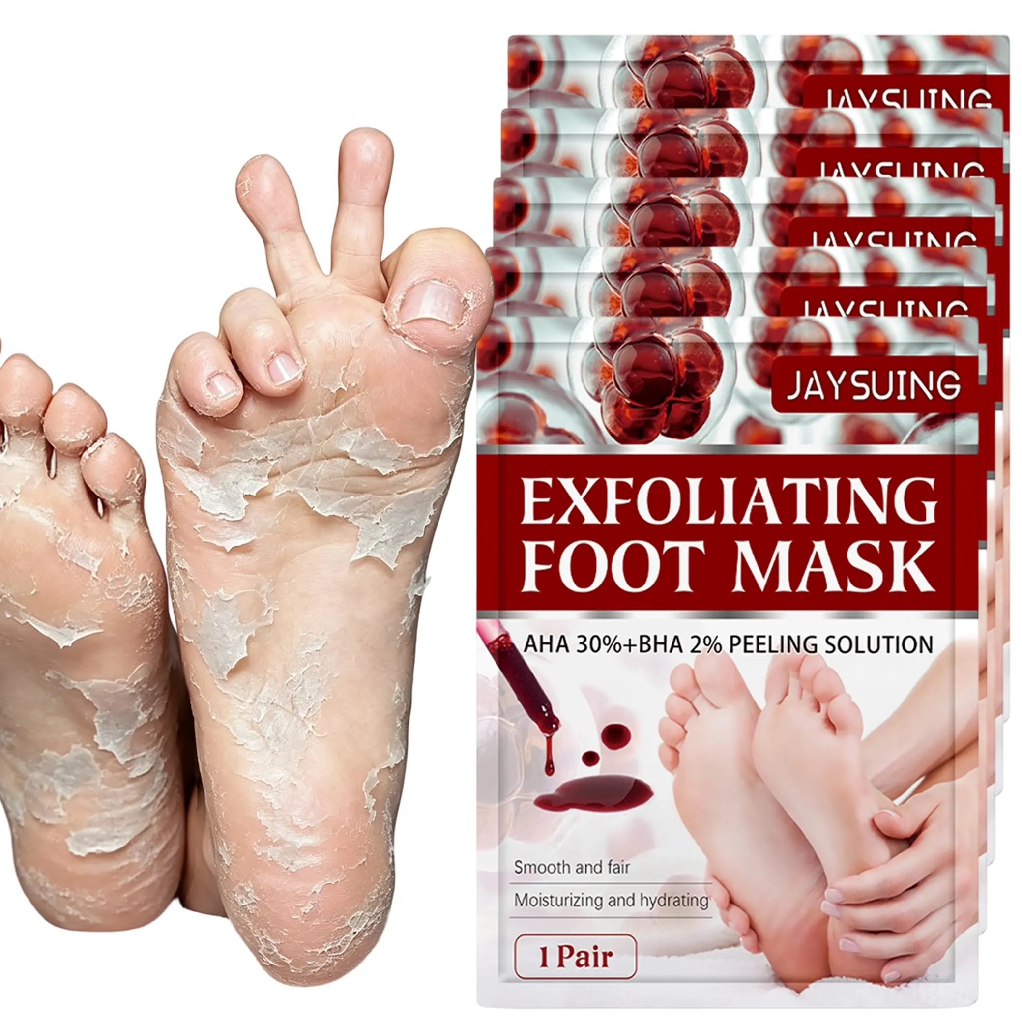 Exfoliating Foot Peel Mask for Dead Skin & Calluses,  for Cracked Heels & Dry Rough Feet, Moisturizing Foot Exfoliator to Reveal Baby Soft Sandal-Ready Feet Foot Peel Mask for Callus Removal Foot Peel Mask for CallusRemoval