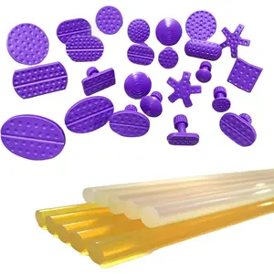 24pcs Auto Dent Puller Glue Tabs Car Body Dent Removal Pulling Tabs Paintless Hail Dent Removal Tools with 10pcs Glue Sticks(Multi-Colored)