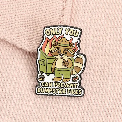 Only You Can Prevent Dumpster Fires Enamel Pin Cartoon Raccoon Fire Prevention Slogan Alloy Brooches Lapel Backpack Badge Fashion Jewelry Accessories Letter Brooch Pin Gifts for Friends Brooch Clip Men Accessories Enamel Lapel Pins