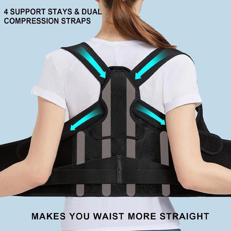 Back Brace Posture Corrector – Breathable Full Back Support, Shoulder Alignment, Spine Relief, Unisex Adjustable Support Vest