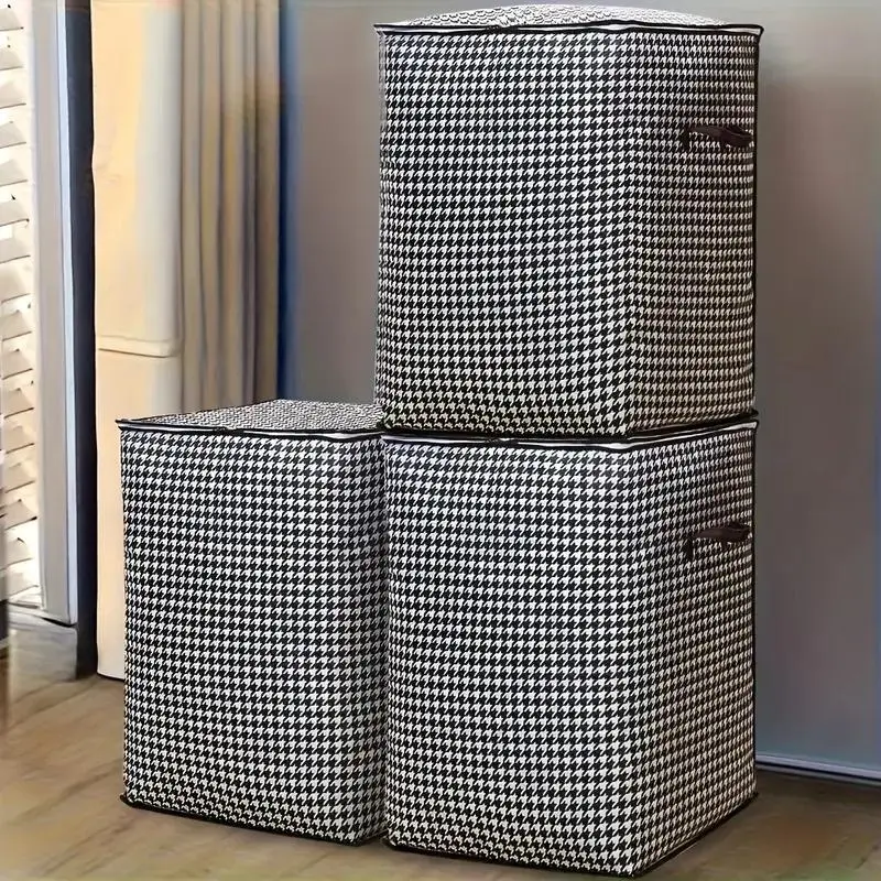 Reusable Fabric Large Storage Bags with Zip - Thick Waterproof Foldable Multi-Purpose Home Organizer, Clothes/Quilt Holder for Closet Bedroom, Saves Large Space