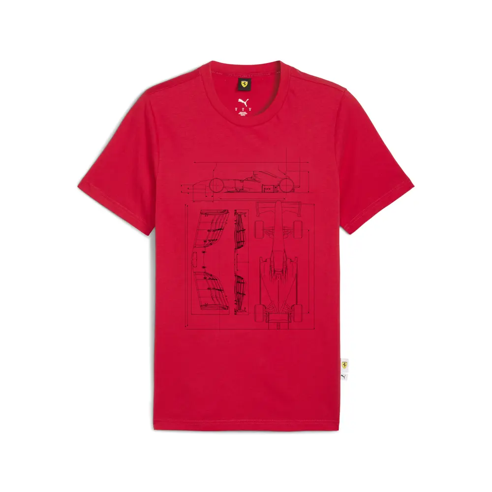 PUMA Mens Scuderia Ferrari Sportswear Graphic Crew Neck Short Sleeve Casual Tops Casual - Red