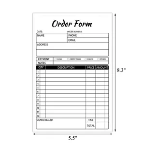 Order Forms Receipt Book, Carbonless Sales Invoice Book for Small Business