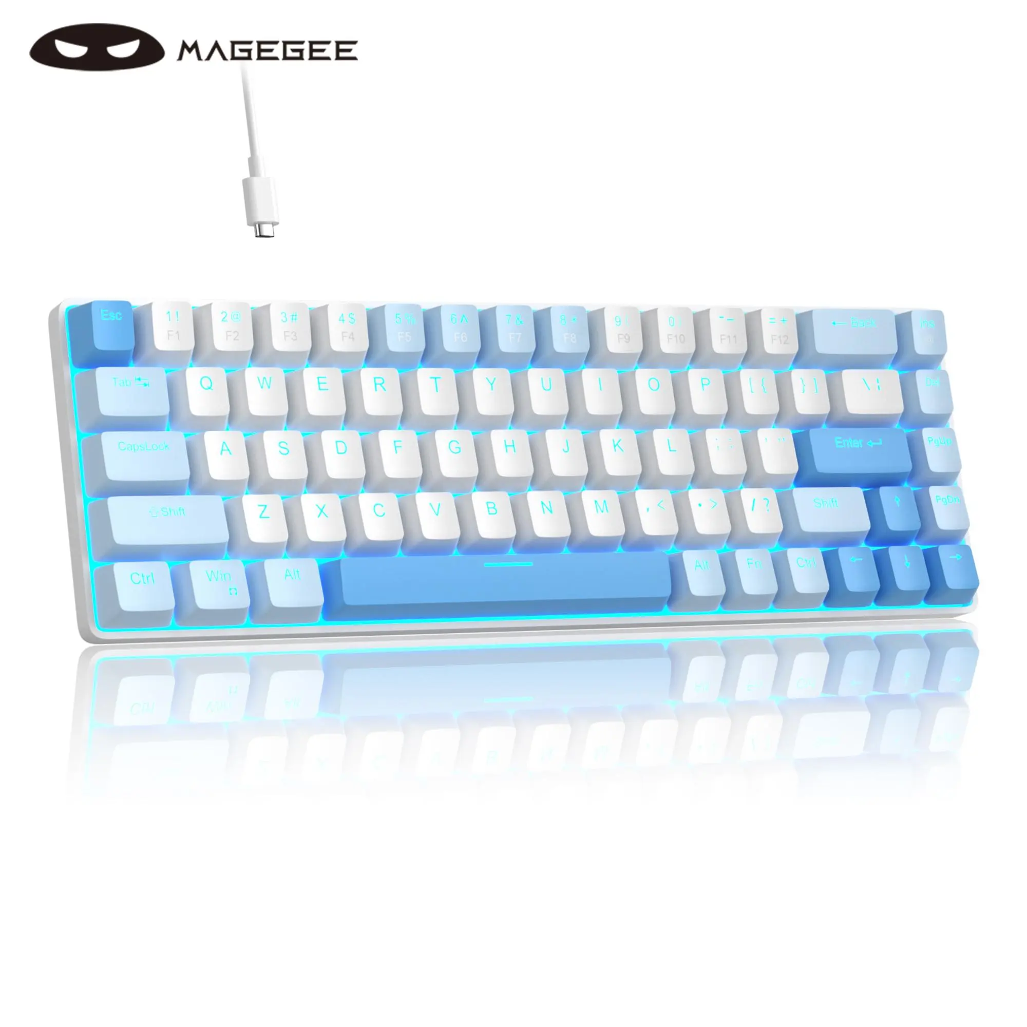 MageGee MK-BOX Lighted Mechanical Keyboard, 60 Percent 68-Keys Compact Wired Keyboard with Creamy Caps & LED Backlit for Laptop/PC, Gaming Keyboard