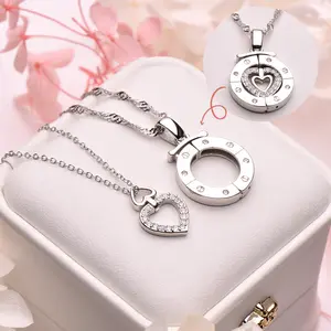 Orphic Double Heart Pendant Necklace, Unisex Fashion Jewelry for Couples as a Gift