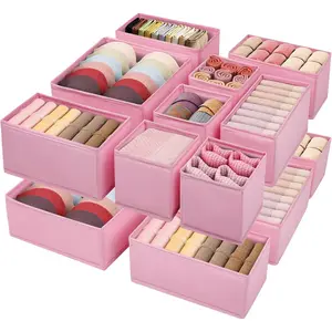 3 Sizes Pink Fabric Drawer Dividers 16 Pack - wrrlors Clothing Closet Organizer for Baby Clothes Bras Socks Underpants