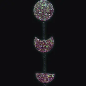 Mini Black Glitter Glow Resin Moon Phase Wall Hanging with Crystal Cluster Connector