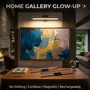 3-Pack 30cm Wireless Picture Lights Rechargeable Magnetic Art Light for Paintings Black No-Drilling Cordless Gallery Light with Remote Adjustable Accent Lighting for Home Art Decor