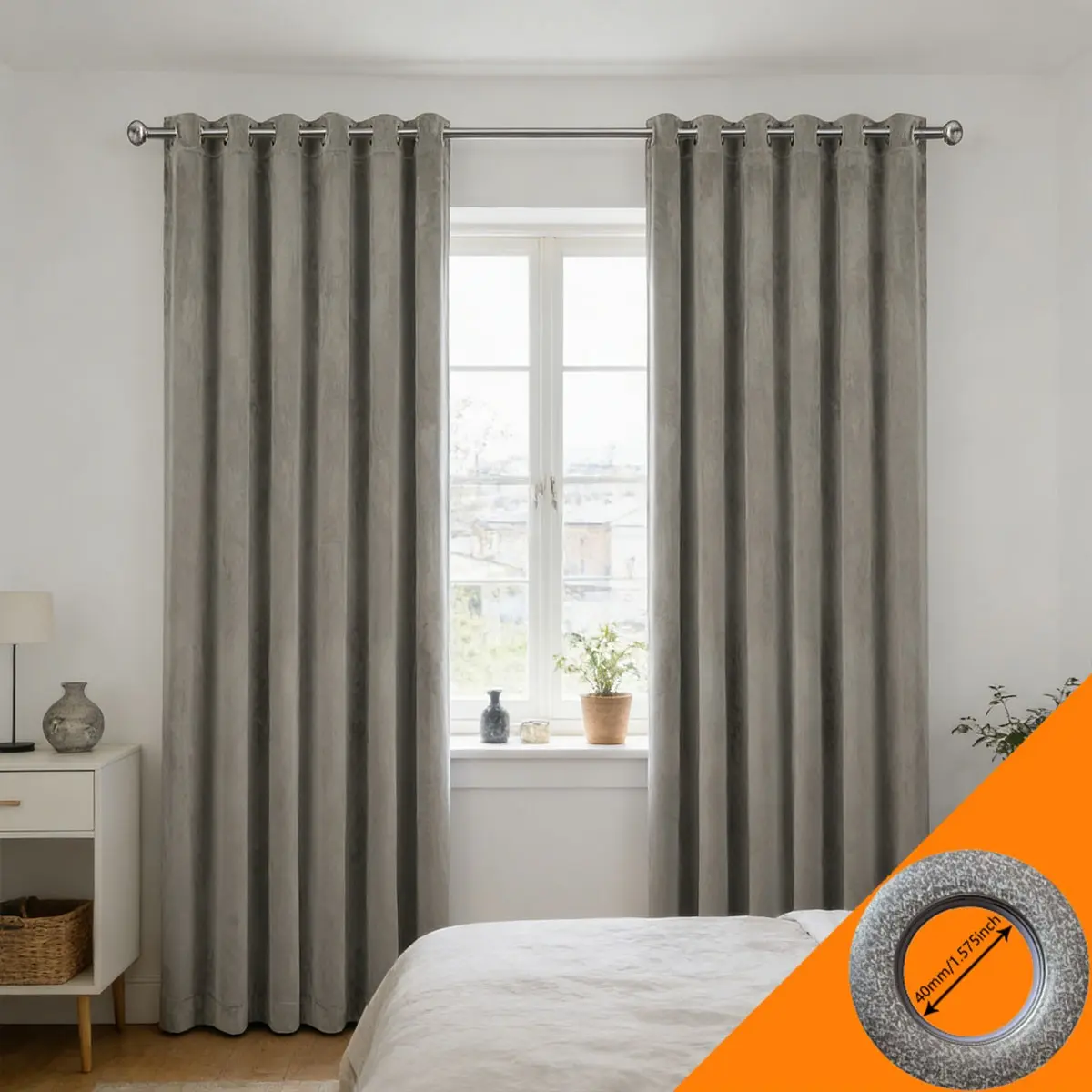 2pcs Light Velvet Full Shade Curtains, Bedroom Noise Reducing Insulation, Living Room Balcony Modern Floor-Length Drapes, Multiple Colors Available, Thermal Insulated Curtain