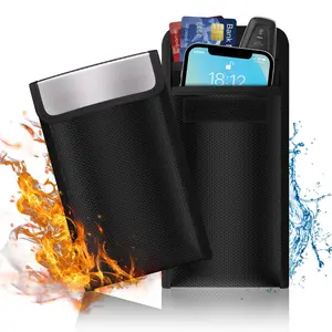 Double Pocket Faraday Bag, Emp & RFID Blocking, Anti-Tracking & Fireproof, Ideal for Phone & Car Key Protection, 1 Piece