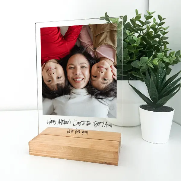 Dear Mom – Custom Photo Gift with Personalized Message & Wooden Display Stand, Mother’s Day Keepsake, Birthday or Christmas Gift for Momccc