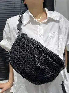 Ladies' fashionable mesh sports chest bag, casual, compact, lightweight, multi pocket, single shoulder crossbody bag, Zipper belt bag, Crossbody Fanny Pack