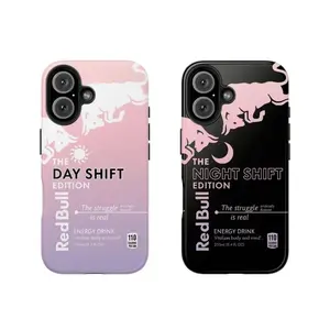 Red Bull Energy Drink Phone Case – Funny Day Shift & Night Shift Edition Cover, Cute Aesthetic Protective Case Compatible with iPhone 17 Pro Max 16 Plus 15 14 13 12 11, Samsung Galaxy S25 S24 S23 S22 S21