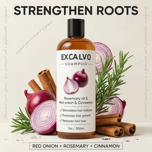 Shampoo - Excalvo Shampoo For Men with Rosemary Oil & Red Onion & Cinnamon Extract, Less Hair Loss, More Density, Stronger Roots, 7oz/200ml