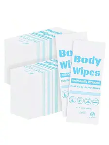 200Pcs Disposable Body Wipes, 7.8 X 9.8 Inch Individually Wrapped Bath Wipes For Women Men In Bulk, No Rinse-Free Large Body Bath Shower Wipes For Home Travel Hotel Outdoors Camping After Gym (White)