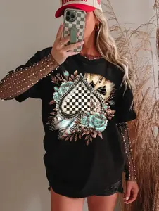 Checker Spades T-Shirt, Western Boutique Wholesale, western for women, graphic t-shirts, comfort color shirt MJSJ